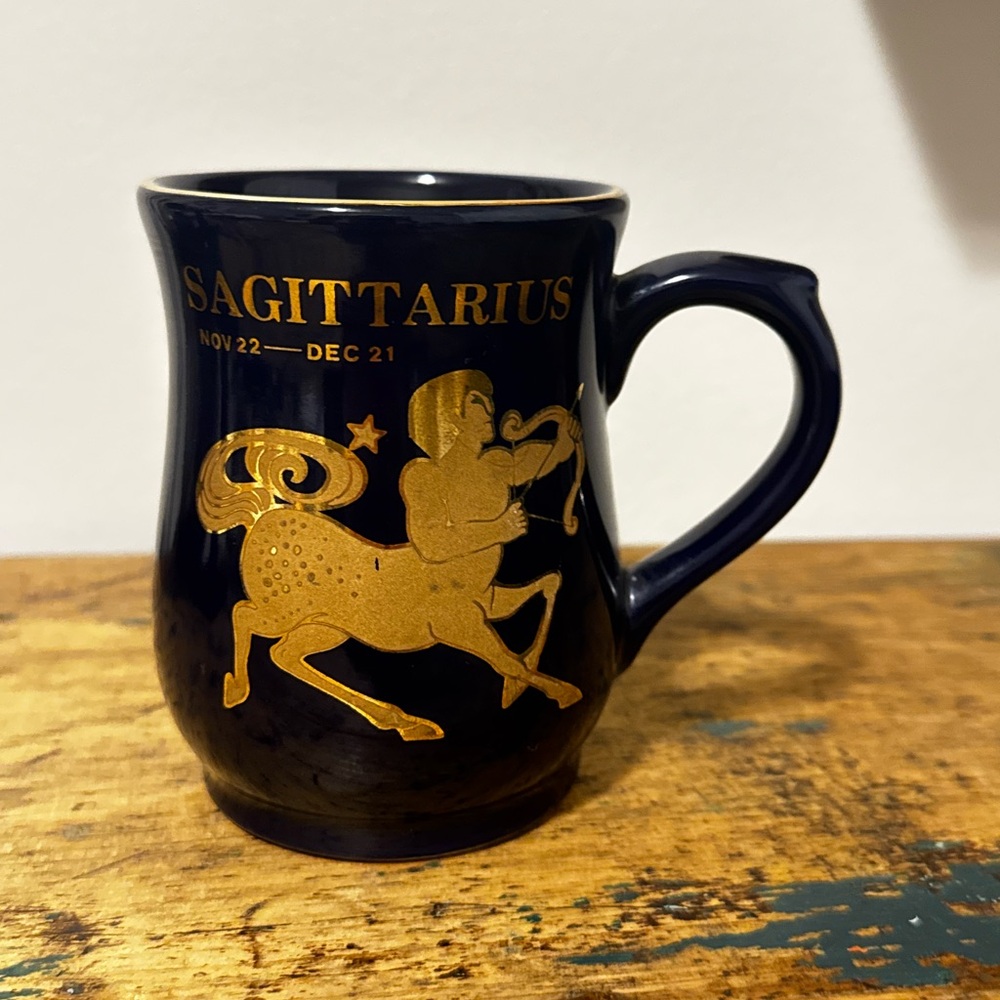 Sagittarius Zodiac Mug - Blue and Gold